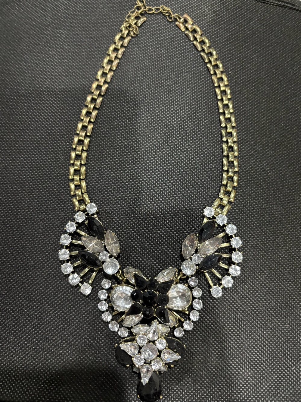 Gold-Tone Black & Clear Crystal Statement Necklace - Women Jewelry